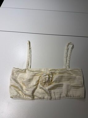 Anthropologie Cream Satin Knot-Front Crop Top XL